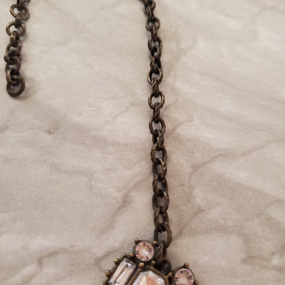 ✨ J.Crew Rhinestones Crystals Pave Cluster Antique Necklace ✨ - Picture 4 of 16